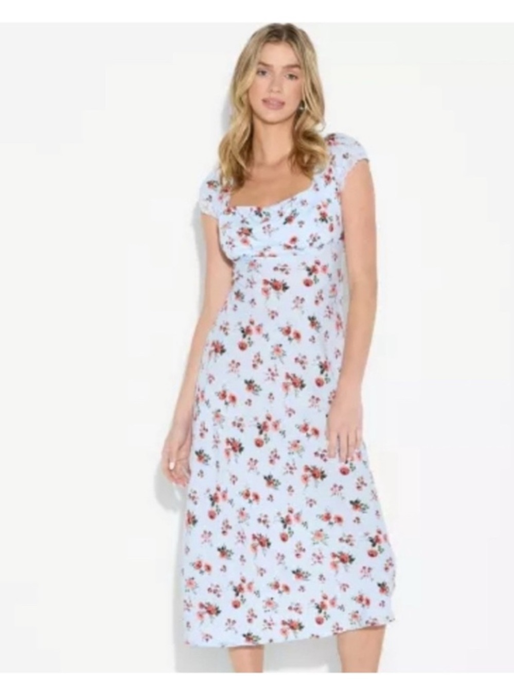 wild fable Blue Floral Maxi Dress with Scoop Neck